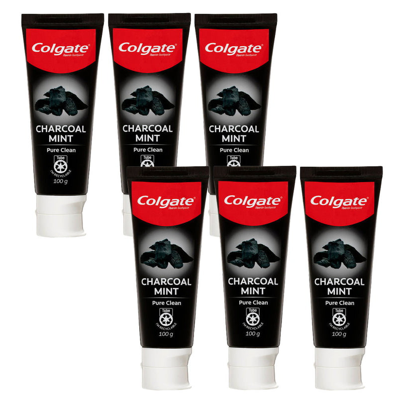 6x Colgate Charcoal Mint Pure Clean Nature's Extracts Toothpaste 100g