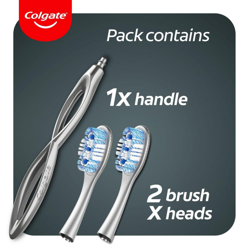 Colgate Infinity Deep Clean Aluminium Handle Toothbrush with 2 Replaceable Heads