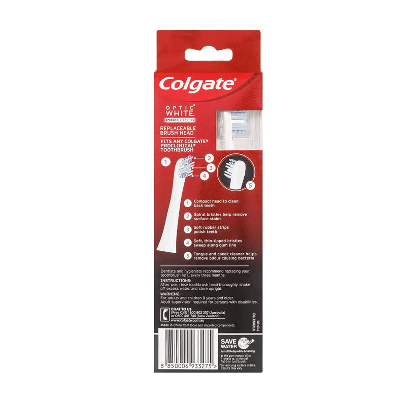 5x Colgate Optic White Pro Series 4 Replacement Brush Heads fit any Colgate Pro Clinical Electric Toothbrush
