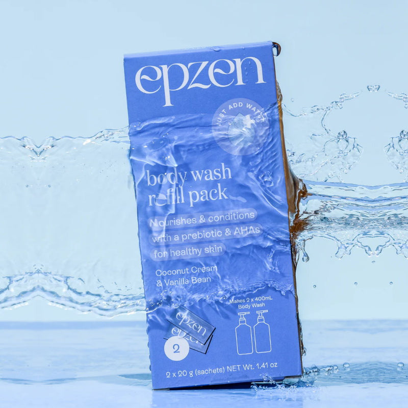 4x Epzen Body Wash Refill Pack Coconut Cream and Vanilla Bean 2 refills 2 x 20g sachets