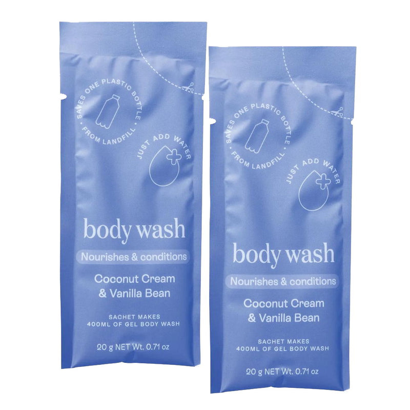 4x Epzen Body Wash Refill Pack Coconut Cream and Vanilla Bean 2 refills 2 x 20g sachets