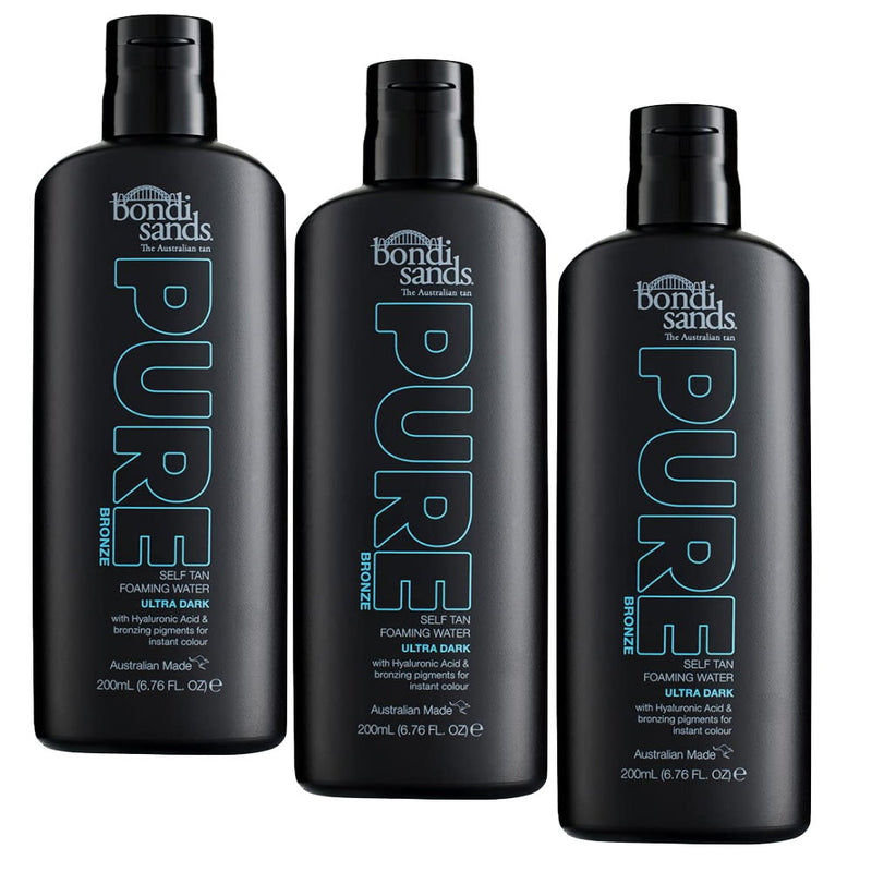 Buy 3pk Bondi Sands Pure Bronze Self Tan Foaming Water Ultra Dark 200mL - Makeup Warehouse Australia 