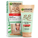 Garnier SkinActive BB Cream packaging with tube and box on a white  Garnier BB Cream All In One Perfector Anti-Age Medium SPF 15 background