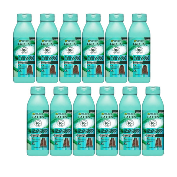 12x Garnier Fructis Hair Food Hydrating Aloe Vera Shampoo For Normal to Dry Hair 350ml