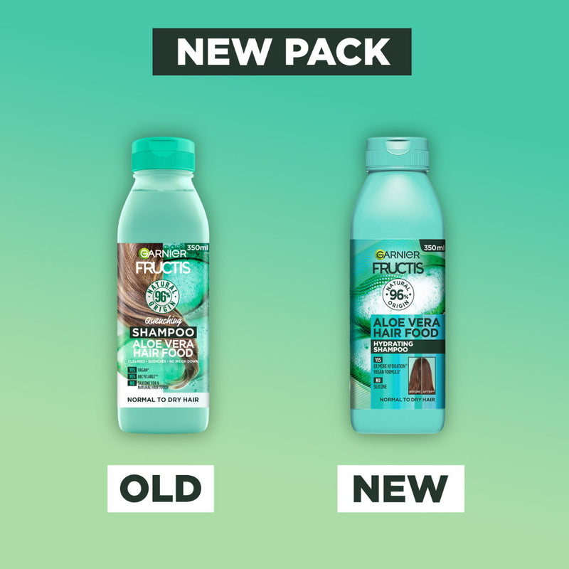 12x Garnier Fructis Hair Food Hydrating Aloe Vera Shampoo For Normal to Dry Hair 350ml