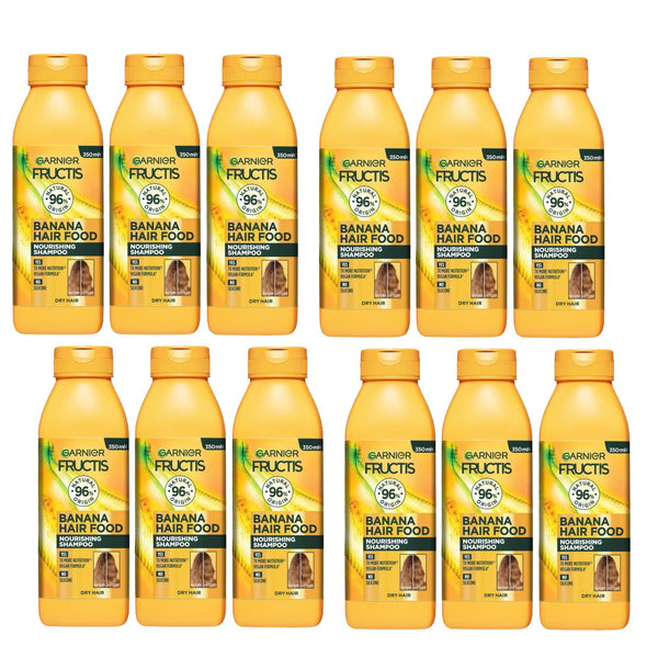 12x Garnier Fructis Hair Food Nourishing Banana Shampoo For Dry Hair 350ml