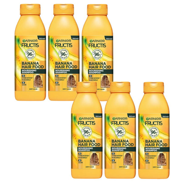 6x Garnier Fructis Hair Food Nourishing Banana Shampoo For Dry Hair 350ml