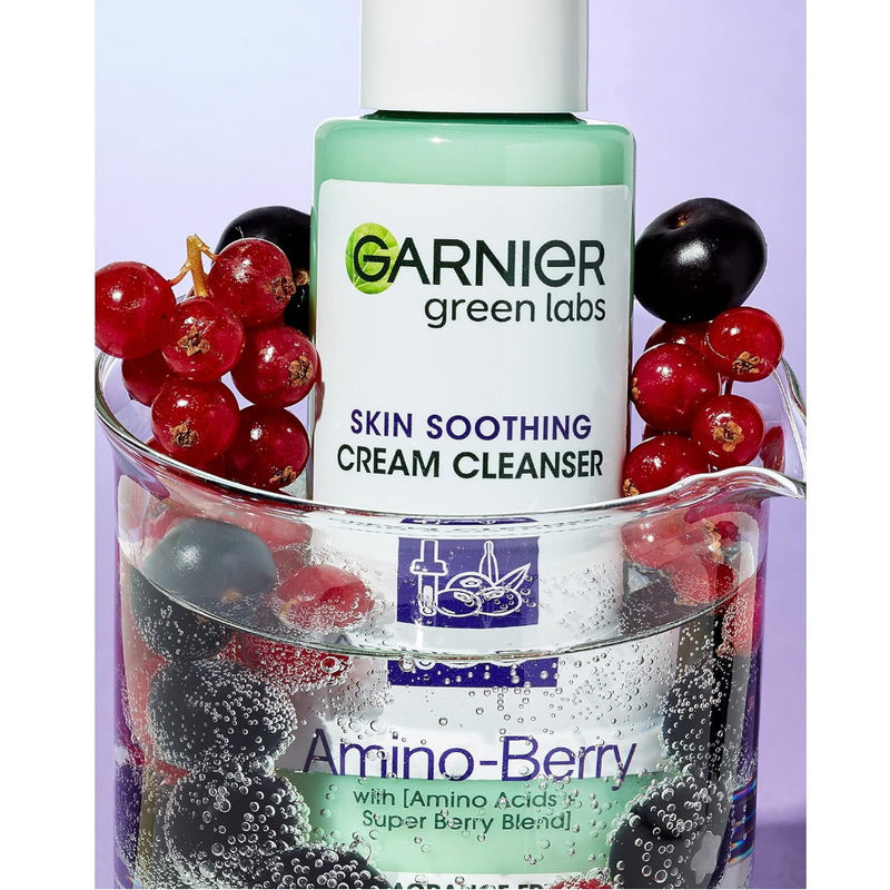 3x Garnier Green Labs Ultra Soothing Cream Cleanser Amino Berry 150ml