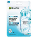 Garnier HyalurON+ Barrier Repair Serum Mask in its original retail blister packaging, featuring a graphic of a clear dropper bottle on a white and blue background. Garnier Hyaluron+ Barrier Repair Serum Mask 1 Pack