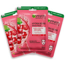 3x Garnier Hydra Bomb Hyaluronic Acid Grape Seed Anti Ageing Sheet Mask 28g