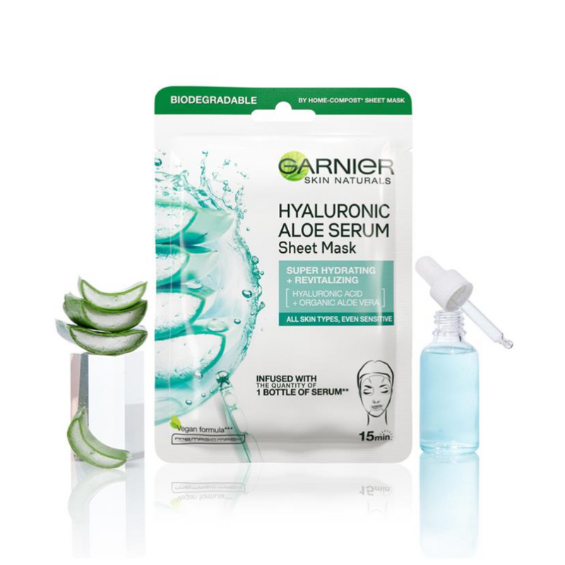 20x Garnier Hydra Bomb Hyaluronic Aloe Vera Serum Sheet Mask 1 x 28g