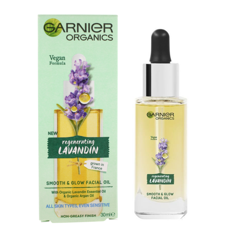 6x Garnier Organics Regenerating Lavandin Smooth and Glow Facial Oil 30ml