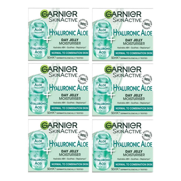 6x Garnier Skin Active Hyaluronic Aloe Day Jelly Moisturiser 50ml