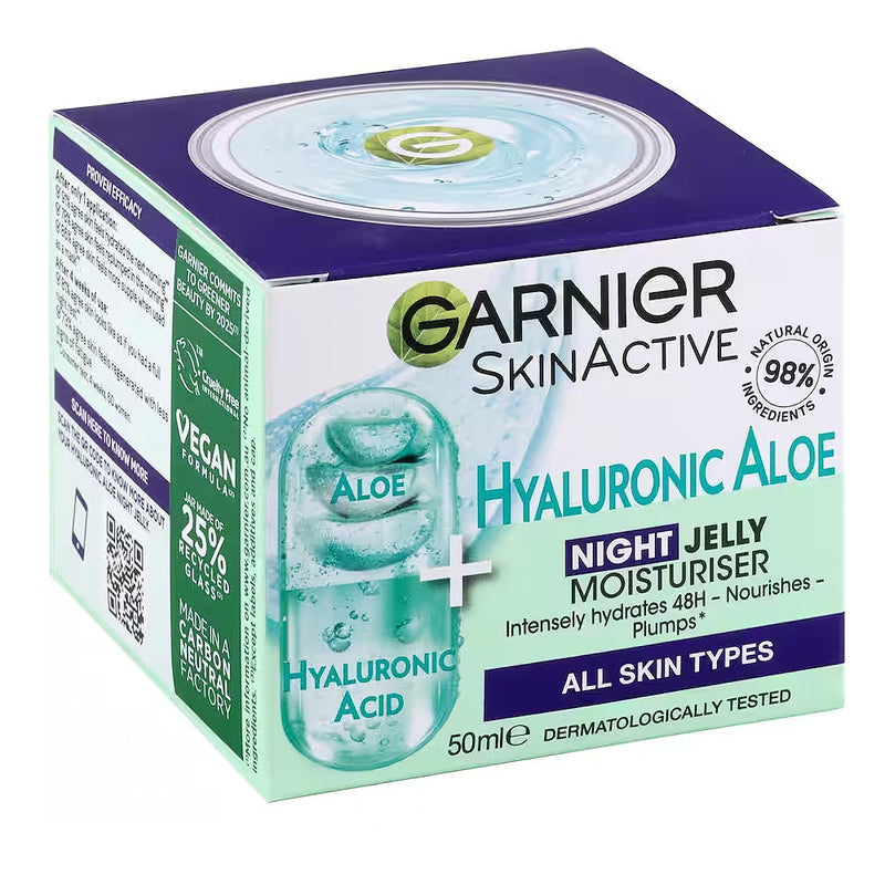 6x Garnier Skin Active Hyaluronic Aloe Hydrating Night Jelly Moisturiser 50ml