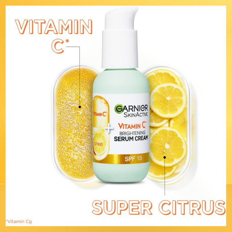 6x Garnier Skin Active Vitamin C 2 in 1 Brightening Serum Cream SPF15 50ml