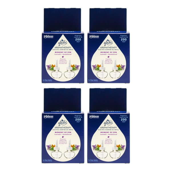 4x Glade Aromatherapy Electric Scented Oil Refill Lavender and Sandalwood 2 x 20ml