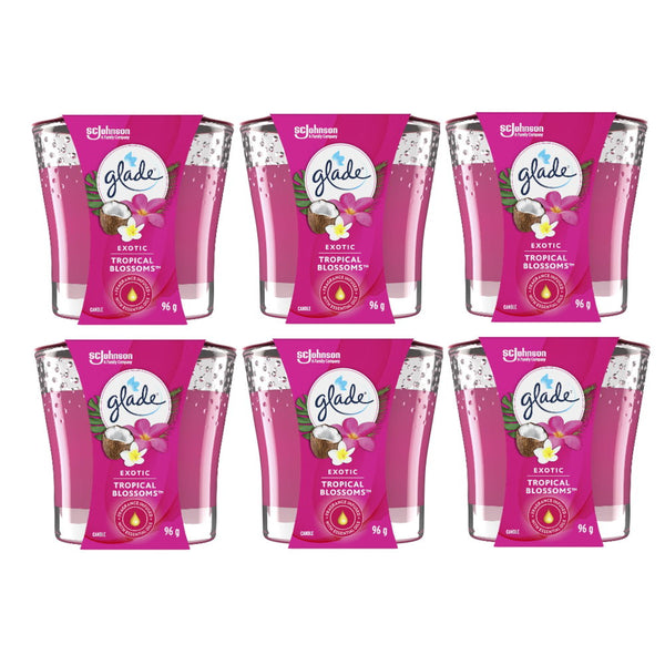 6 x Glade Exotic Tropical Blossoms Candle 96g