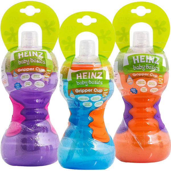 3pk Heinz Baby Basics Gripper Straw Cup 12m+ 440ml - Makeup Warehouse Australia