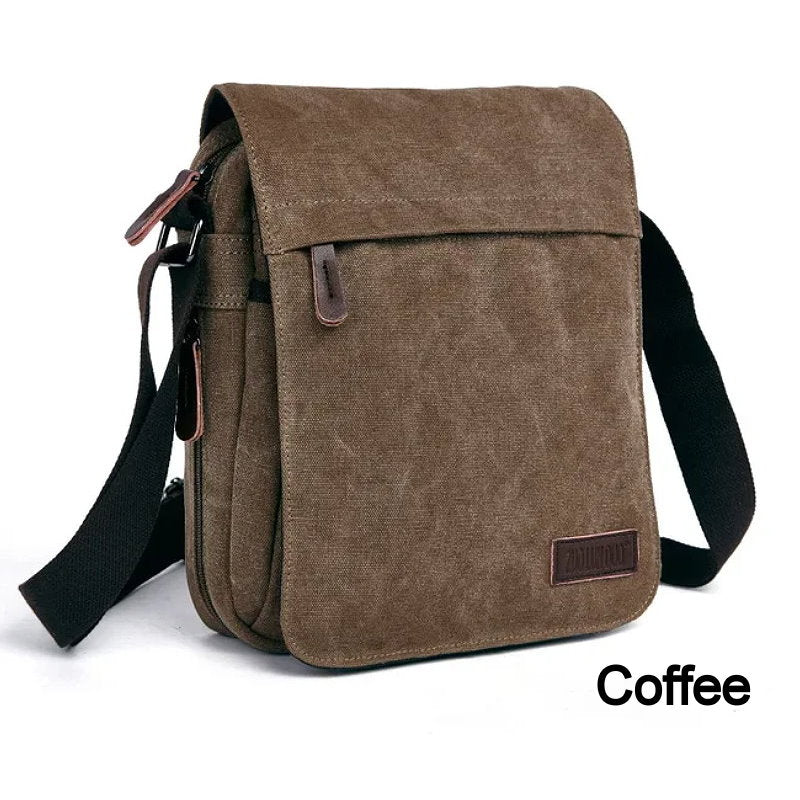 OSKA Men's Casual Canvas Shoulder Bag - Coffee