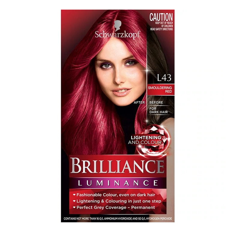 6x Schwarzkopf Brilliance Luminance Hair Colour - L43 Smouldering Red