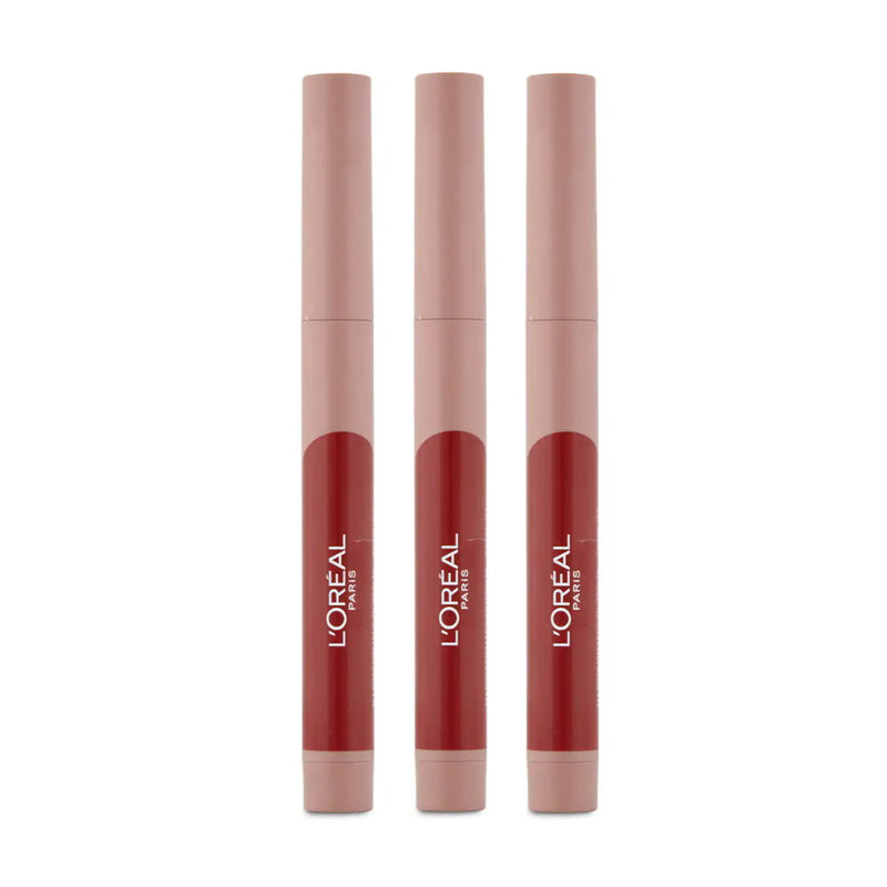 3x LOreal Infallible Matte Lip Crayon 103 Maple Dream Red
