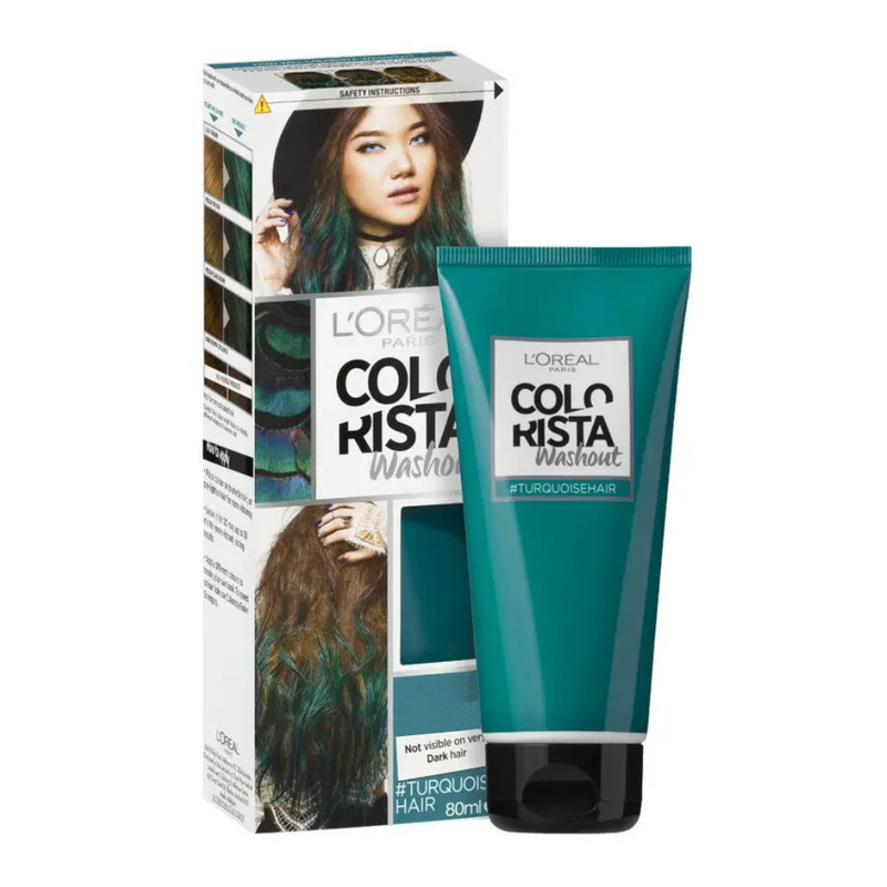 3x LOreal Paris Colorista Semi-Permanent Hair Colour Washout Turquoise - Green