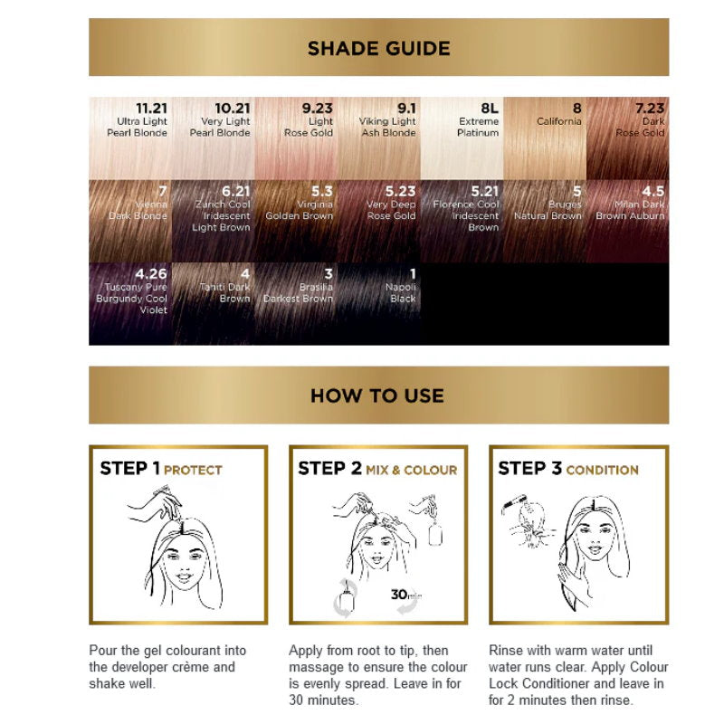 6x L'Oreal Paris Preference Permanent Hair Colour 6.21 Zurich Cool Iridescent Light Brown