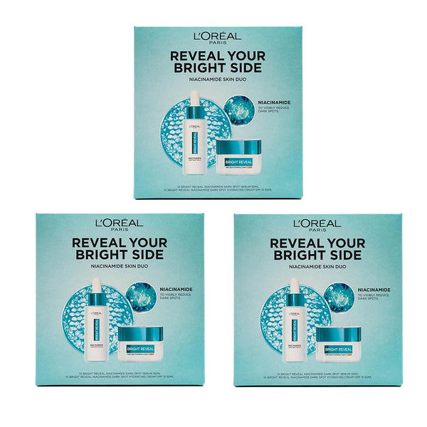 3x L’Oréal Paris Reveal Your Bright Side Niacinamide Serum and Moisturiser Duo