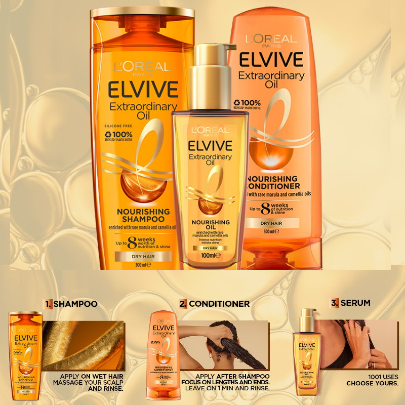 3x L'Oreal Paris Elvive Extraordinary Treatment Oil Extra Rich 100ml