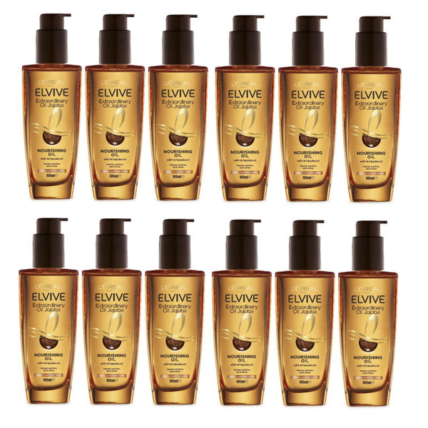 12x L'Oreal Paris Elvive Extraordinary Treatment Oil Jojoba Extra Rich 100ml