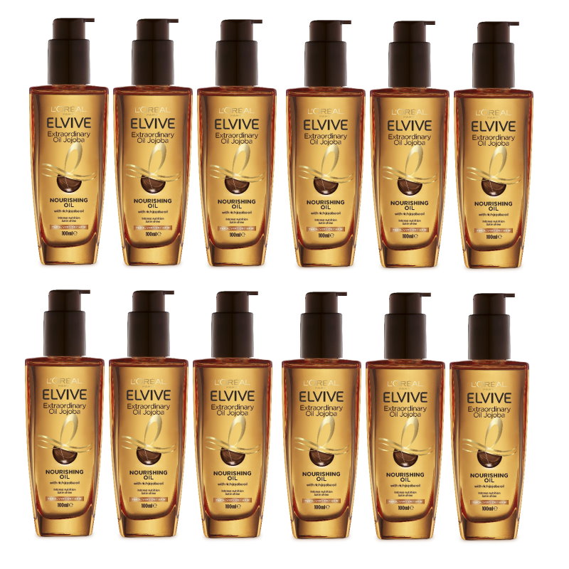 12x L'Oreal Paris Elvive Extraordinary Treatment Oil Jojoba Extra Rich 100ml