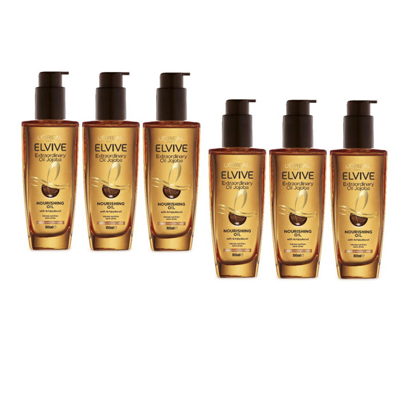 6x L'Oreal Paris Elvive Extraordinary Treatment Oil Jojoba Extra Rich 100ml