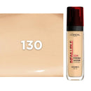 L'Oreal Infallible foundation bottle with beige color swatch and number 130
