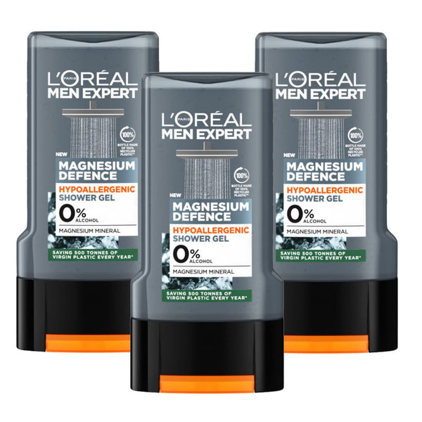 3x L’Oreal Men Expert Magnesium Defence Hypoallergenic Shower Gel 300ml