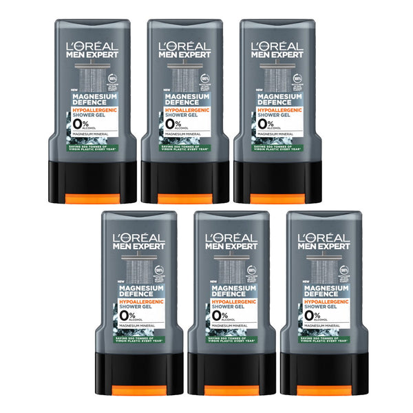6x L’Oreal Men Expert Magnesium Defence Hypoallergenic Shower Gel 300ml