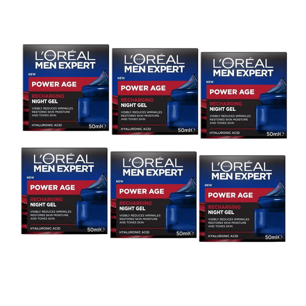 6x L'Oreal Paris Men Expert Power Age Recharging Night Gel 50ml