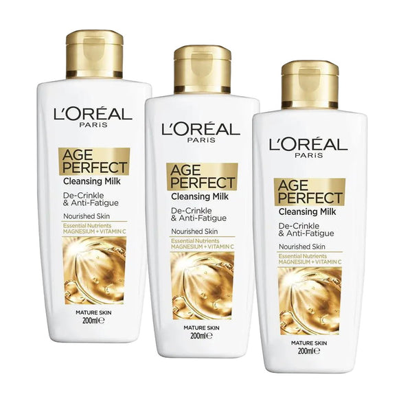 3x L'Oreal Paris Age Perfect Cleansing Milk 200ml