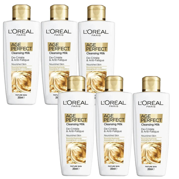 6x L'Oreal Paris Age Perfect Cleansing Milk 200ml