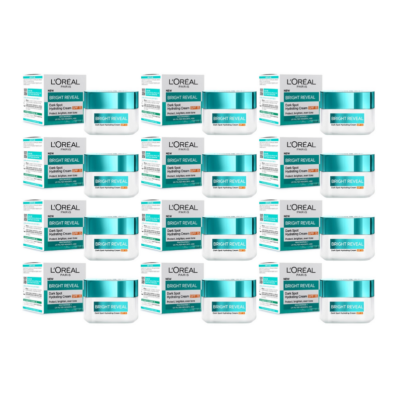 12x L'Oreal Paris Bright Reveal Dark Spot Hydrating Cream Moisturiser SPF15 50ml