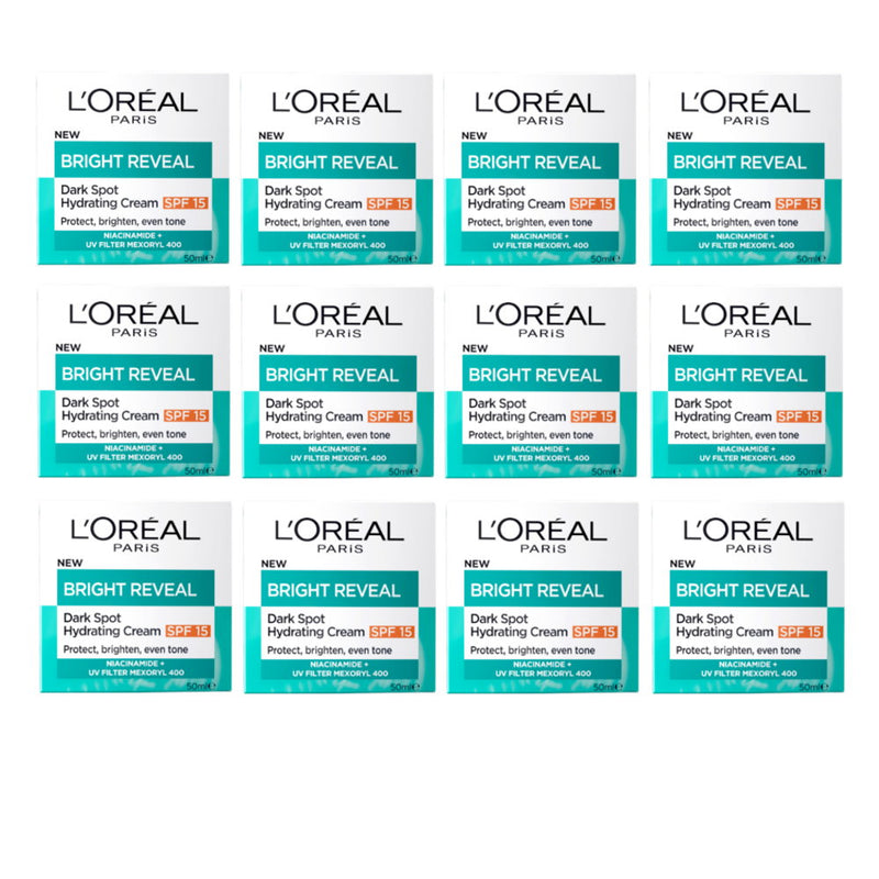 12x L'Oreal Paris Bright Reveal Dark Spot Hydrating Cream Moisturiser SPF15 50ml