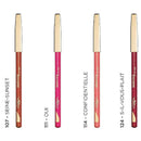 Four L'Oréal Paris Professional Lip Colour & Liner pencils shown vertically on a white background with French shade names and numbers: 107 - Seine-Sunset, 111 - Oui, 114 - Confidentielle, and 124 - S'il-Vous-Plait.