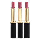 L'Oreal Paris Color Riche Intense Volume Matte Lipstick 482 Le Mauve Indomptable Three L'Oreal lipsticks with black and gold packaging on a white background