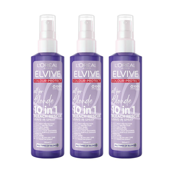 3x L'Oreal Paris Elvive Blonde 10 in 1 Leave In Spray 150ml