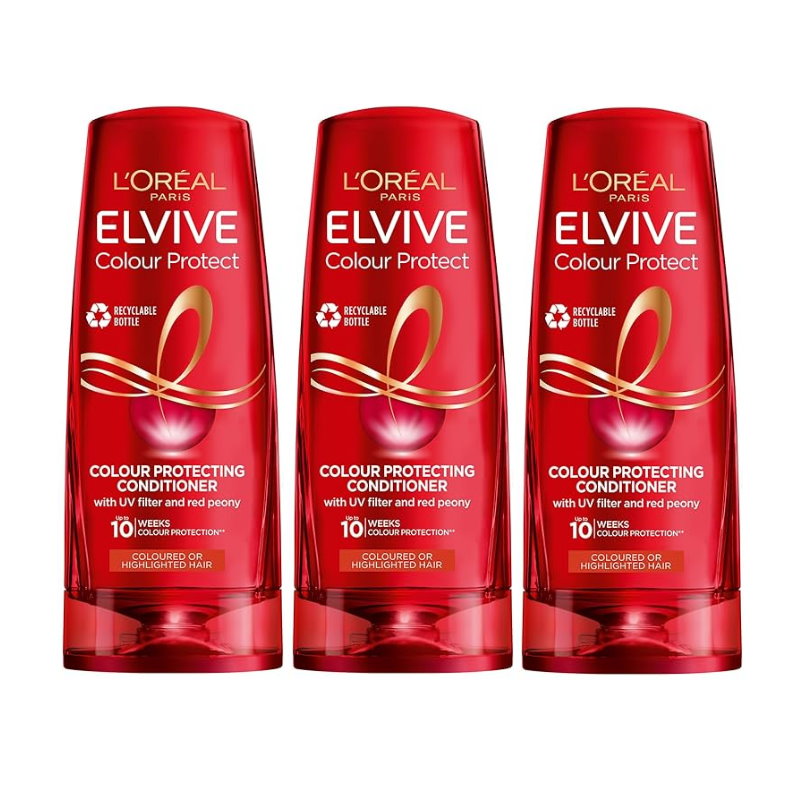 3x L'Oreal Paris Elvive Colour Protect Conditioner 300ml