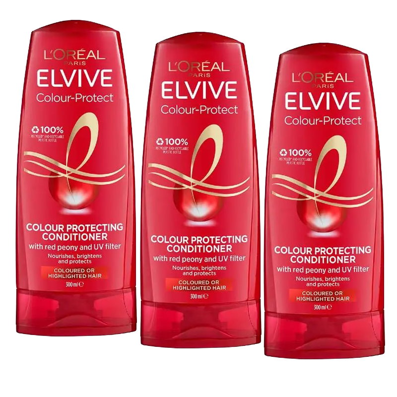 3x L'Oreal Paris Elvive Colour Protect Conditioner 300ml