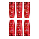 Six bottles of L'Oreal Elvive Colour Protect shampoo and conditioner on a white background