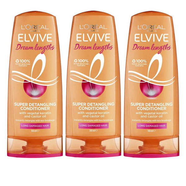 3x L'Oreal Paris Elvive Dream Lengths Detangling Conditioner 300ml