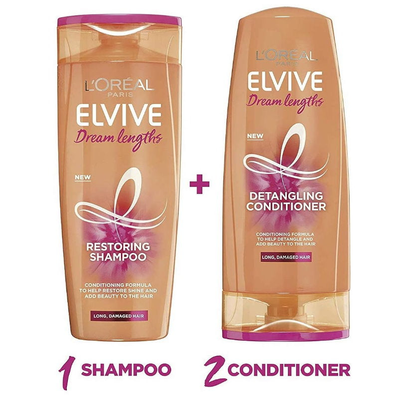 6pk L'Oreal Paris Elvive Dream Lengths Detangling Shampoo and Conditioner Set 300ml