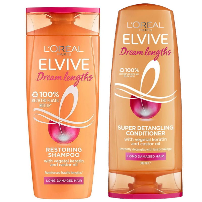 6pk L'Oreal Paris Elvive Dream Lengths Detangling Shampoo and Conditioner Set 300ml