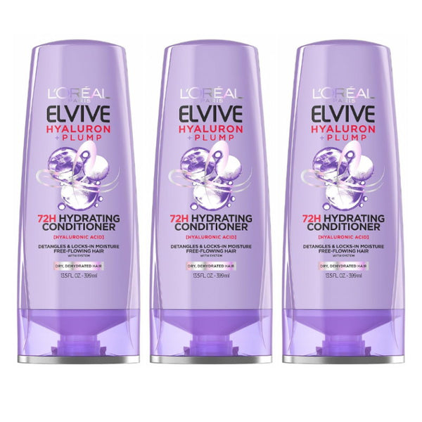 3x L'Oreal Paris Elvive Hyaluron Plump Hydrating Conditioner 700ml